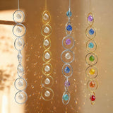 7 Chakra Crystal Suncatcher Pendant Strand with 7 Colored 2Inch Crystal Balls and Gold Loops for ndoor Outdoor Home Garden Decor Birthday Gift