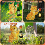 WILLBOND Cat Garden Decor Summer Outdoor Solar Lights Decor, Metal Orange Cat Garden Stake with Butterfly, Outside Stake Signs Gifts for Mom Yard Lawn Patio Unique Gift Ideas