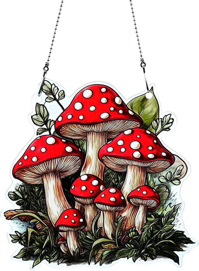 Mushroom Ornaments Colorful Window Hanging Decorations Home Wall Decor for Indoor Outdoor