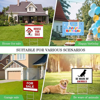 12 Pack Yard Sign Stakes, 23X10 INCH H Frames Metal Stakes for Yard Signs for Ground Outdoor, Yard Sign Holder Stand for Corrugated Plastic Sign, Blank Lawn Sign, Estate Garage Sale, Easter Decor