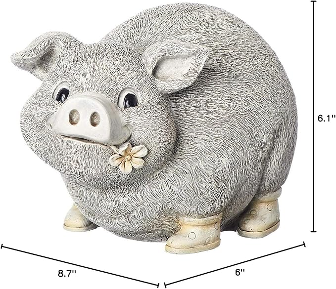 Roman 6" H Pig in Rain Boots Statue Pudgy Pals, Garden Decor