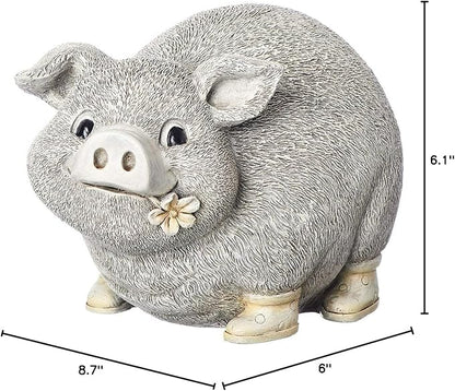 Roman 6" H Pig in Rain Boots Statue Pudgy Pals, Garden Decor