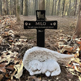 Custom Dog Grave Markers Outdoor with Pet Breed Icons, Personalized Metal Waterproof Rustproof Pet Grave Markers, Dogs Headstone for Garden Yard, Sympathy Gift for Loss of Dog (Style 2)
