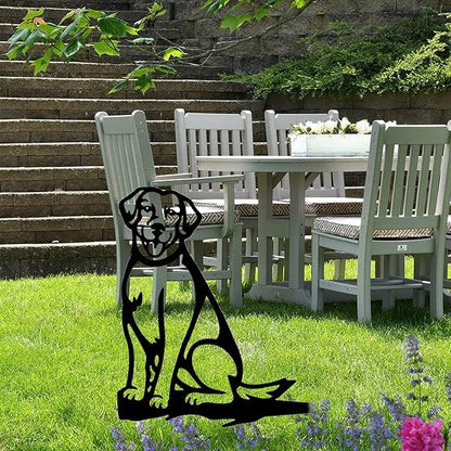 Metal Garden Dog Statue Ornament Gift Metal Art Dog Silhouette Decoration Steel Dogs Statue Decorative Garden Stakes for Yard, Lawn, Patio, Pathway (Labrador)