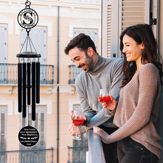 Personalized Housewarming Wind Chimes New Home Gift Custom House Warming Gifts for New Apartment Couple Outdoor Hanging Home Decor Decoration