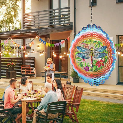Dragonfly Wind Spinners Garden Decor as Birthday Gifts for Women Mom,12 inch 3D Stainless Steel Hanging Wind Spinner Metal Catchers Kinetic Sculpture for Outdoor Decor, Patio,Yard Decorations