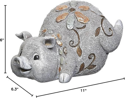 Roman Garden - Pebble Pig Statue, 6H, Garden Collection, Resin and Stone, Decorative, Garden Gift, Home Outdoor Decor, Durable, Long Lasting