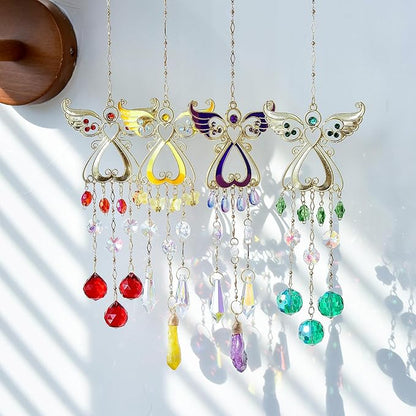 WOMHOPE Sun Catcher Crystals Hanging Rainbow Maker for Windows Garden Suncatchers Crystal Prisms Angel Christmas Tree Ornament (Red)