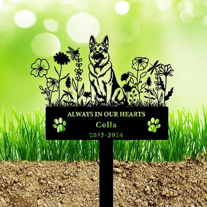 Personalized Flora Dog Memorial Garden Stake - Custom Cemetery Sign with Grave Plaque - Pet Headstone Marker Engraved Sympathy Sign