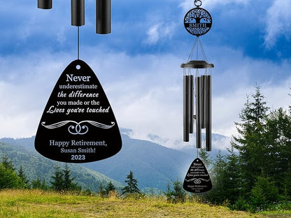 Custom Retirement Wind Chime,Personalized Retirement Wind Chime, Custom Retirement Gift Women,Custom Teacher Retirement Gift