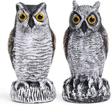 OFFO 2 Pack Fake Owl, Owl Statue for Garden and Yard Decoration, Weatherproof Plastic Outdoor Owl Decor for Porch Pool Patio Yard, 8 in Height, Round + Short Ear Owl