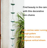 Jemeni 12-Cup Water Lily Rain Chain for Gutters 8.5ft, Green Patina Iron Easy-Install Gutter Chain Alternative, Outdoor Garden & Patio Decor