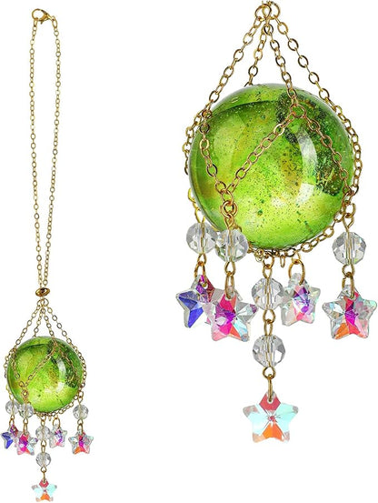 Crystal Suncatcher with 40mm Decorative Ball Window Hanging Ornament for Wall Meditation Space(Green)