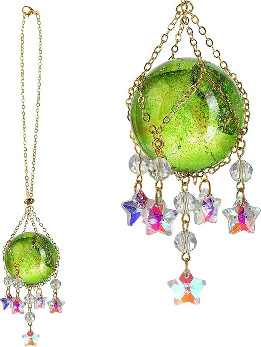Crystal Suncatcher with 40mm Decorative Ball Window Hanging Ornament for Wall Meditation Space(Green)
