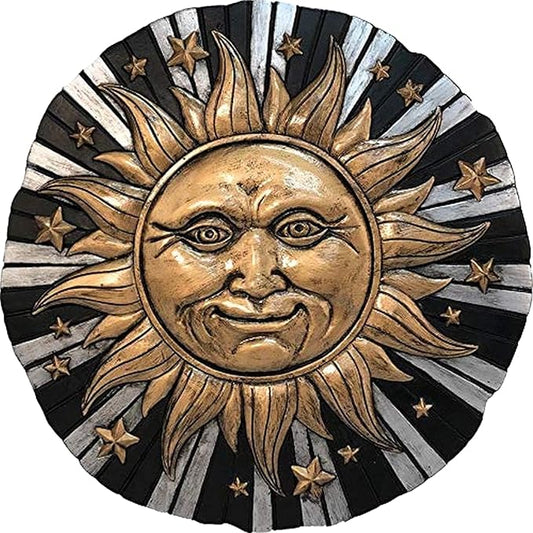 Spoontiques - Garden Décor -Sunface Stepping Stone - 9 5/8" Diameter Decorative Stone for Garden