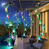 Solar Wind Chimes Outdoor Color Changing Lights, Gift for Women Mom Grandma Sister Best Gifts, Wind Chimes Unique Outdoor Garden Yard Decor (Green Hummingbird)