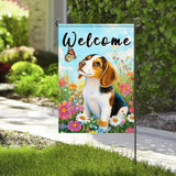 BlissYard Welcome Garden Flag Double Sided 12x18 Inch Cute Beagle Dog Flowers Seasonal Spring Small Flags For Outside Outdoor Decor Yard Farmhouse Holiday Spring Summer Decorations Yard Flags