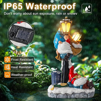 WINTS Solar Garden Gnome,Outdoor Gnome with Solar Lights Decor for Patio,Lawn,Yard,Balcony,Funny Gnomes Gifts for Women,Housewarming,Birthday