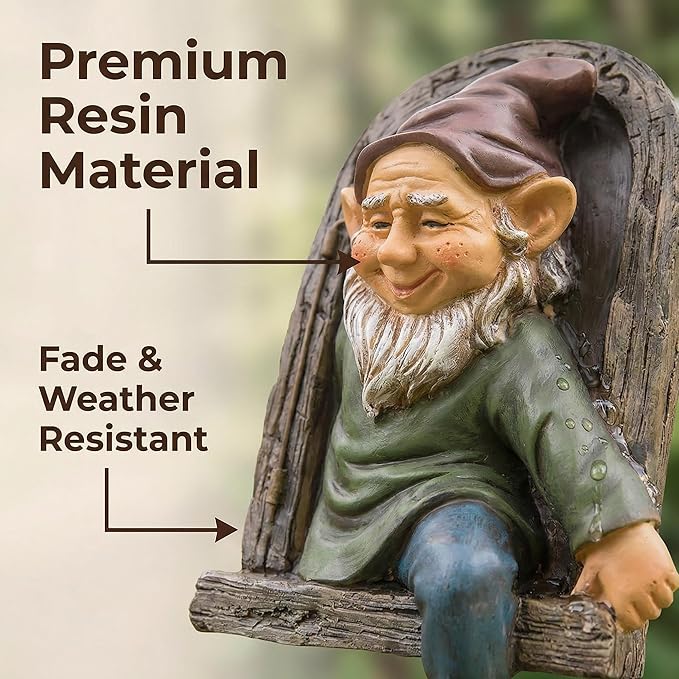 Elf Out of Door Tree Hugger 12-inch, Gnome Statue Tree Face Garden Decoration for Yard, Patio, Gnome Outdoor Clearance Large Ornaments, Garden Peeker Yard Art