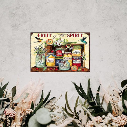 Funny Flowers Metal Poster, Country Rustic Birds Tin Sign, Fruit of the Spirit, Yard Garden Garage Farm Outside Wall Decor Plaque Outdoor for Home Fence 8 X 12 Inch