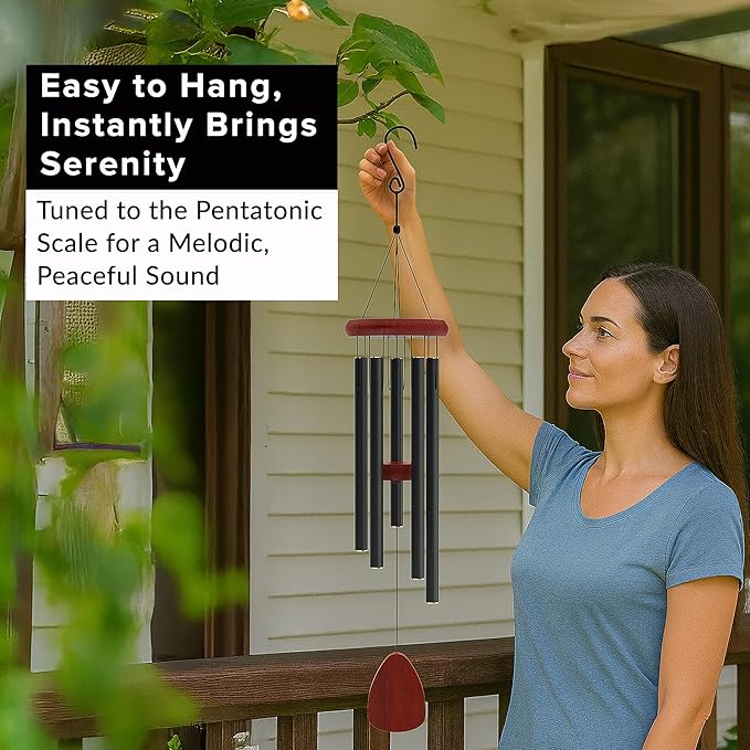 Wind Chimes for Outside - 37" Large Wind Chimes, Classic Black Aluminum Windchimes Outdoors, Zen Gift for Mom, Outdoor Garden Patio Decoration