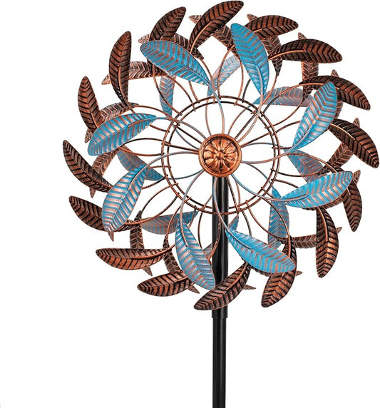 360° Wind Spinners Outdoor,13” Kinetic Wind Spinner,Yard Art Windmill with Metal Stake,Vintage Metal Wind Sculptures & Spinners,Waterproof Pinwheels Large Wind Spinner for Yard and Garden