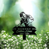 Custom Welder Metal Memorial Stake Personalized Welding Grave Marker Name Sign Ironworker Remembrance Stake Decor,Memorial Statue Sign for Garden Outdoor Outside Yard Decor Sympathy Welder Loss Gift.