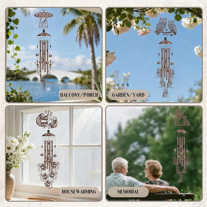 Pug Gifts Wind Chimes - Metal Windchime Outdoors Dog Hanging Decor for Pugs Lovers Garden Patio Yard Balcony Home Decoration Christmas New Year Party Birthday Gift for Women Mom Grandma