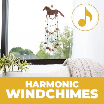 Dawhud Direct 24-inch H Galloping Horse Wind Chimes for Outside Unique - Moon Decor - Galloping Horse Windchimes - Outdoor Decorations - Garden Decoration, Gift for Women, Mom, Grandma, Unisex