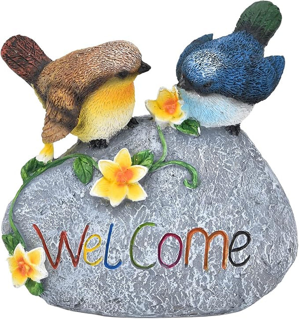 Bird Garden Decor Resin Animal Garden Figurines Welcome Sign Sculptures Statues for Yard Patio Lawn Outdoor Decoration Durable Weather Design