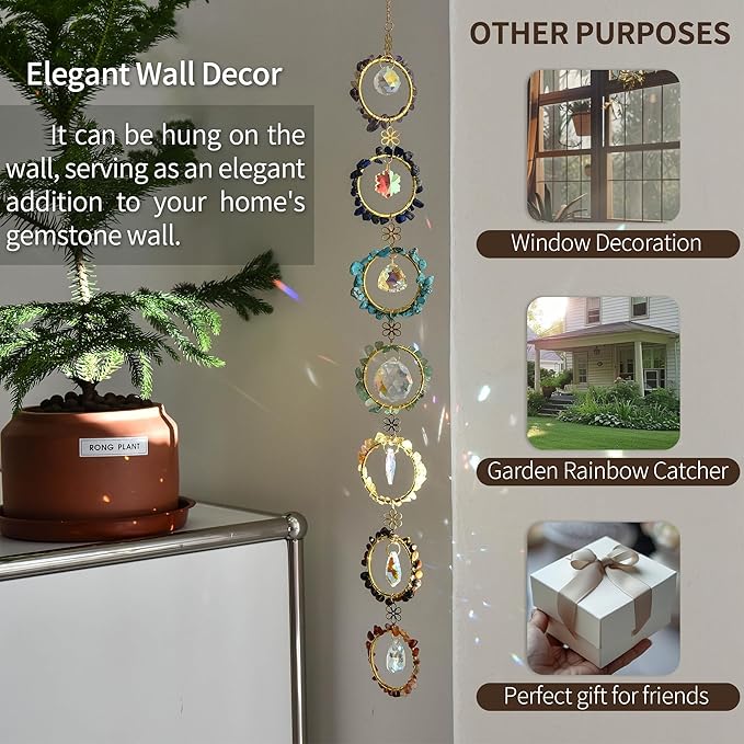 Healing Crystal Energy Wind Chime, 7 Chakra Sun Catcher, Meditation Home Decoration, Gem Wall Decoration, Birthday Gift, Healing Crystal Energy Sunlight Catcher