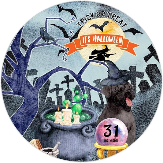 Retro Metal Sign 12"x12",Happy Halloween Scary Night Grave Witch Bats Trick Or Treat Dog Aluminum Tin Metal Sign for Home Living Room Bedroom Garden Farm Patio Decor Wall Art Poster