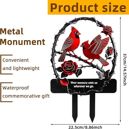 Lodou Graves Cemetery Decorations,Cardinals Memorial Grave Markers for Cemetery Memorial Stakes Metal Grave Decorations,Outdoor Outside Yard Garden (Red Bird)