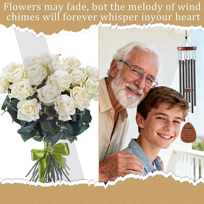 Grandpa Gifts Wind Chimes - Grandpa Birthday Christmas Father's Day Thanksgiving Retirement Gifts Ideas, Grandfather Wind Chime Presents from Granddaughter Grandson Grandkids