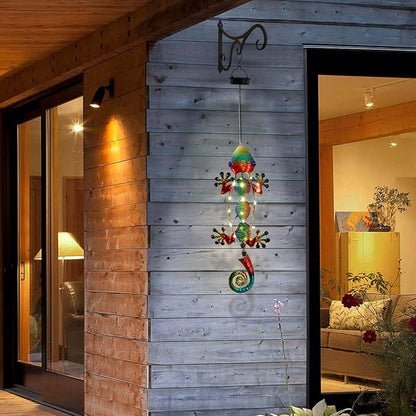 Gecko Solar Outdoor Lights Hanging Lanterns Metal Decorative Lights for Backyard Porch Patio Yard Balcony Teepee Lawn Pathway……