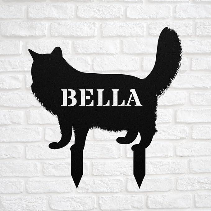 Personalized Maine Coon Yard Statue Stake,Custom Metal Outdoor Garden Art Decor,Memorial Remembrance Sculpture for Yard Garden Porch Lawn Grassland Park Farm Flowerpot Decor.