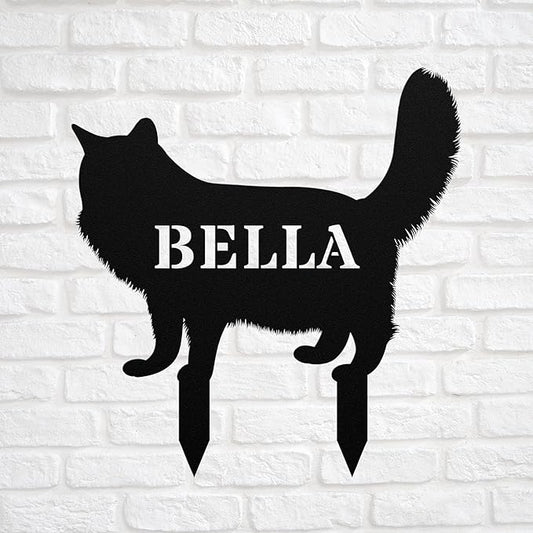 Personalized Maine Coon Yard Statue Stake,Custom Metal Outdoor Garden Art Decor,Memorial Remembrance Sculpture for Yard Garden Porch Lawn Grassland Park Farm Flowerpot Decor.