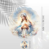 Metal Wind Spinners Outdoor - Virgin Mary 3D Wind Spinner 12 Inch Stainless Steel Ornaments Kinetic Spinning Hanging Decor for Patio Lawn Garden Yard Birthday Gifts for Women Mom Grandma