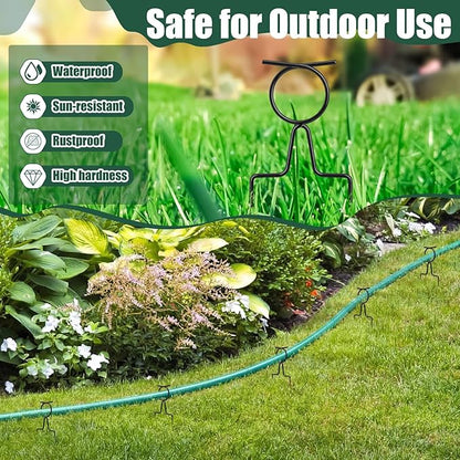 Shimeyao 16 Pcs Metal Garden Hose Guide Spike 8 Inch Plant-Saving Hose Garden Guards Adjustable for Outside Yard Lawn to Prevent Kinking and Protect Plants
