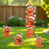 Cute Gingerbread Christmas Decorations Outdoor, Metal Christmas Decor Garden Art, Detachable 3 pcs Gingerbreads Stakes Lawn Ornaments, Christma Gnomes Yard Art Decorations Gift Porch Outside