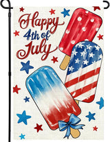 4th of July Garden Flag 12x18 Inch, Popsicles Double Sided Flag for Yard Outdoor Decoration