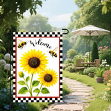 IVN Welcome Garden Flag 12x18 Inch Double Sided Spring Summer Yard Flags Sunflower Bees Decorative Small Flags for Outdoor Seasonal Front Door Lawn Porch Patio Decor Yard Flag