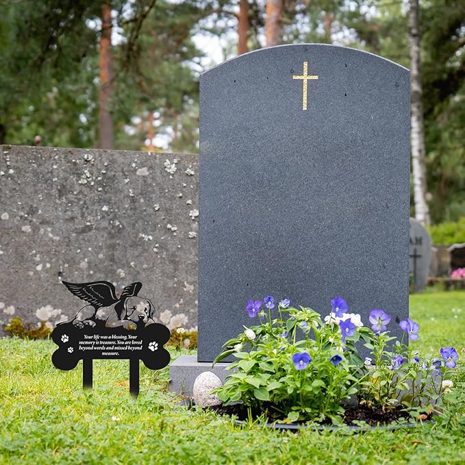Rngmsi Metal Pet Grave Markers Dog, Dog Memorial Grave Markers Outdoor, Garden Plaque Decorations for Cemetery Pets (8 X 12 Inches)