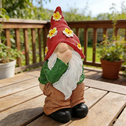 Spring Garden Gnome Statues - Funny Gnome Pants Down Outdoor Resin with Flower Hats Sculptures Decor for Indoor Home Table Patio Yard Porch Balcony, Housewarming Birthday