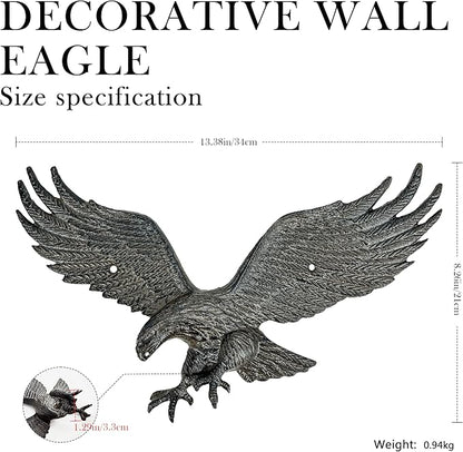 Linton Arts Metal Eagle Wall Decor – Cast Iron Patriotic Decoration Wall Art for Outdoor & Indoor, American Eagle Wall Hanging for Home, Garden, Patio, Door,Garage Decoration