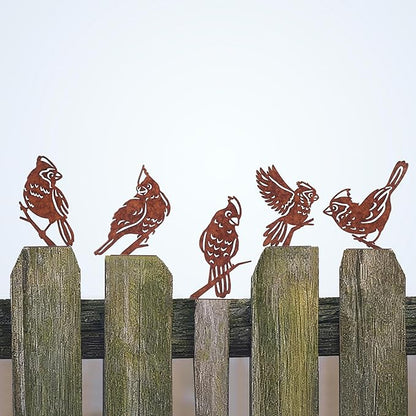 Rusty Birds Decoration, Outdoor Bird Wall Decor, Metal Bird Yard Decor, Garden Sculptures, Yard Art, Fence Decorations, Rustic Garden Decor, Metal Birds Craft Statue Ornaments