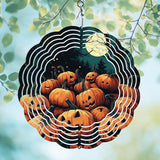Halloween Pumpkin Moon Wind Spinners Outdoor, Hanging Wind Spinner for Garden Decoration, 8 inch 3D Stainless Steel Metal Wind Sculpture for Indoor/Outdoor Decor