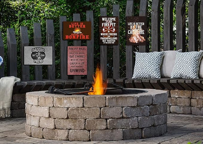 Backyard Patio BBQ Firepit 12 x 8 inch Meat temperature Magnet Sign (Toasted)