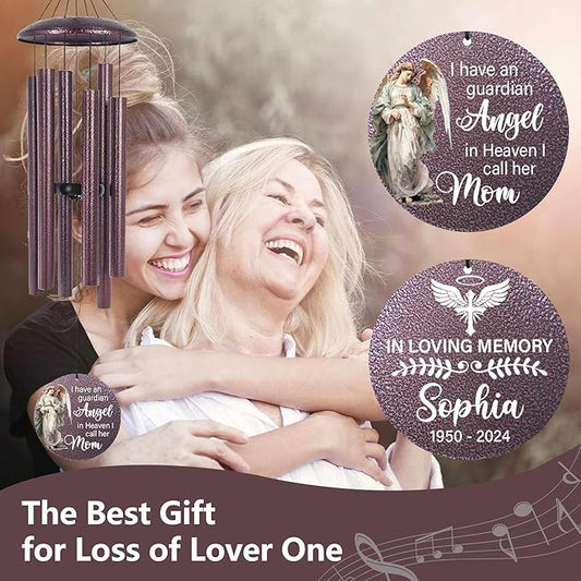 ASTARIN 36" Large Deep Tone Personalized Sympathy Wind Chimes, Memorial Wind Chime for Loss of Mother Father Loved One, Angel Bereavement Gifts Decor Outdoor Patio Garden Graveyard, Produced in USA