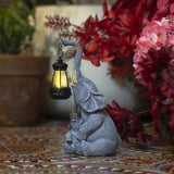 Solar Garden Outdoor Statues Elephants Decors Figurine Light, Lawn Decor Elephants Statue for Patio, Balcony, Yard Ornament, Chrismtas Gifts for Women Mom Grandma